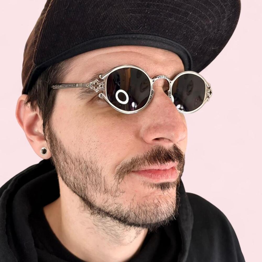 Steampunk silver sunglasses with black lens cybercore cybergoth